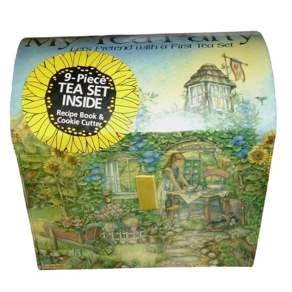 My Tea Party 9-Piece Doll-Size Ceramic Tea Set With Recipe Book & Cookie Cutter - Picture 1 of 5